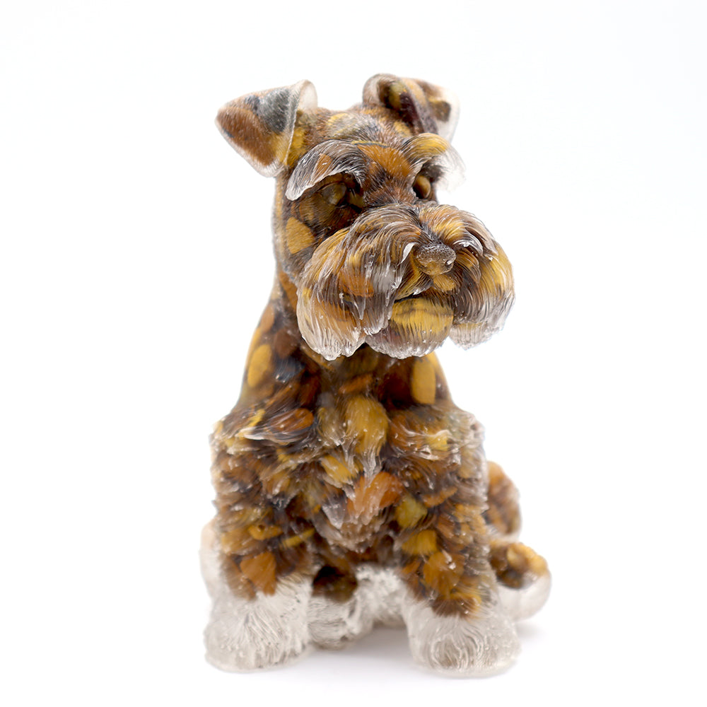 Tiger Eye Resin Dog Figurine for Spiritual Decor