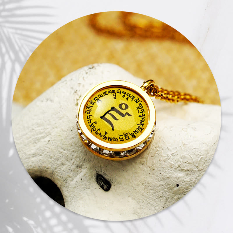 Collier Bouddha en acier titane | Tara verte et symbole du Dieu de la richesse