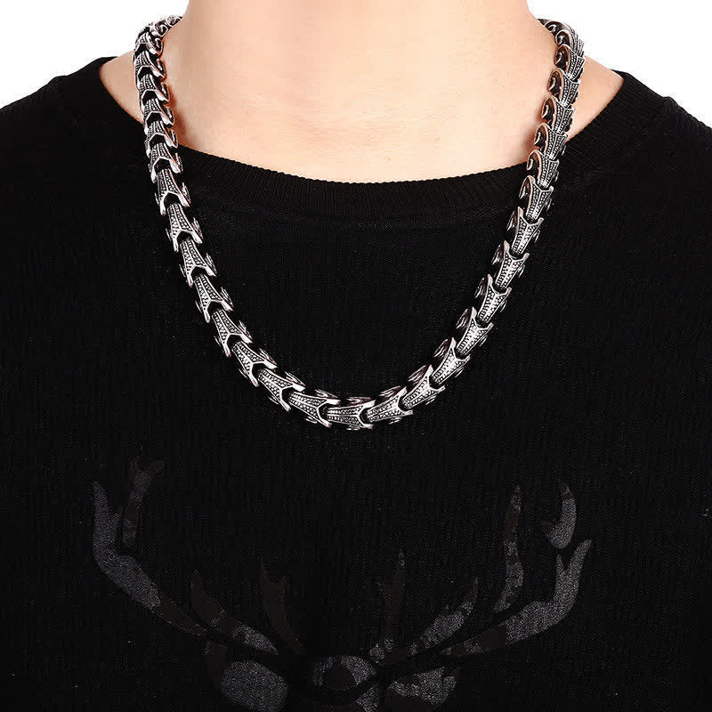 Collier pendentif dragon en acier titane