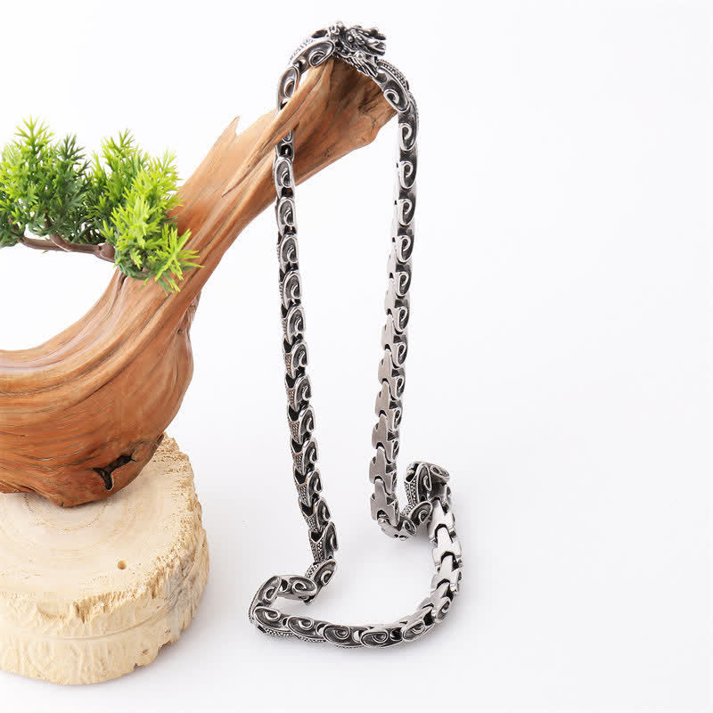 Collier pendentif dragon en acier titane