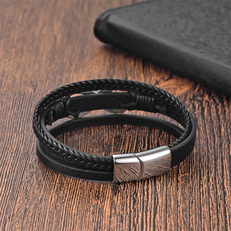 Bracelet Lotus en cuir et acier titane avec symbole infini, calme et équilibre