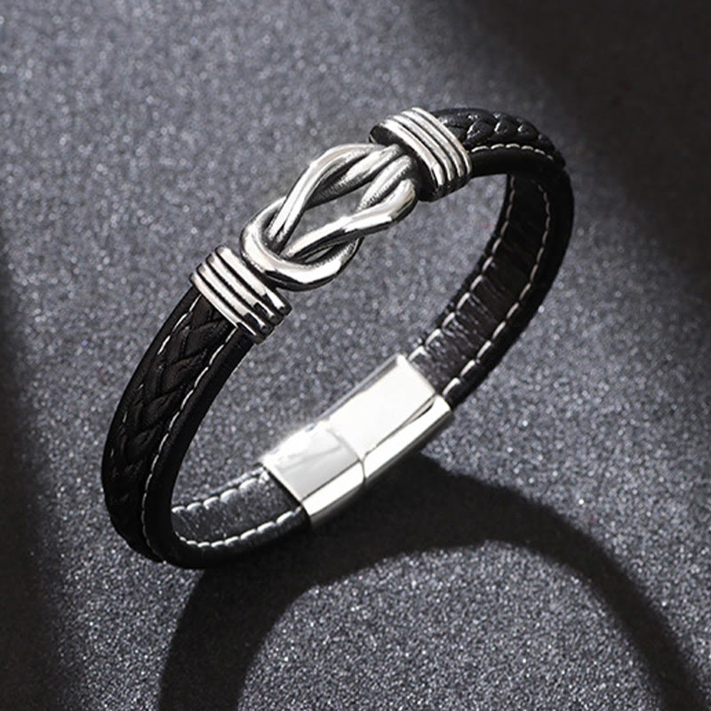 Bracelet en cuir et acier titane | Bijoux Lotus unisexes