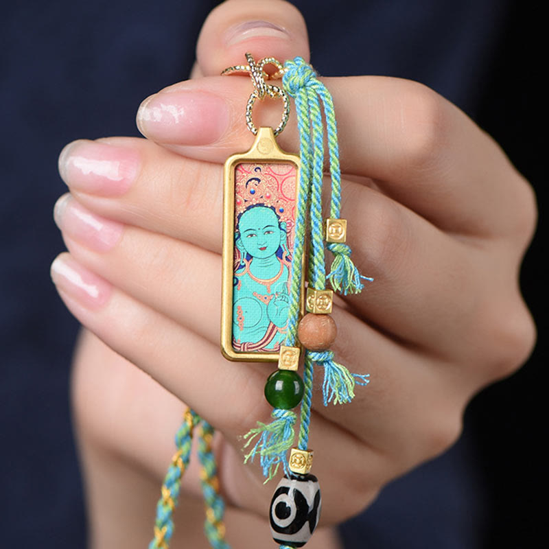 Collier en acier titane avec pendentif des cinq dieux de la richesse