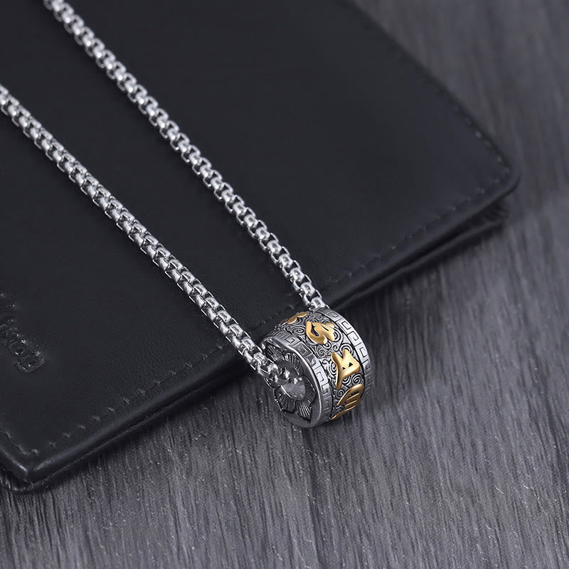 Collier Om Mani Padme Hum en acier titane pour la paix et la méditation
