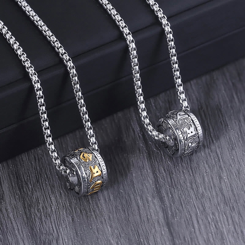 Collier Om Mani Padme Hum en acier titane pour la paix et la méditation