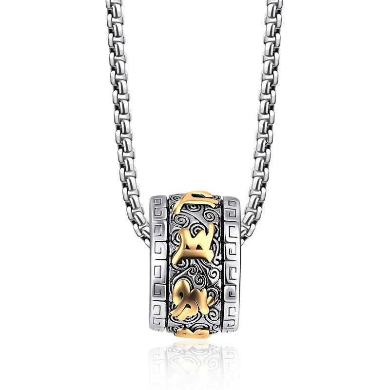 Collier Om Mani Padme Hum en acier titane pour la paix et la méditation
