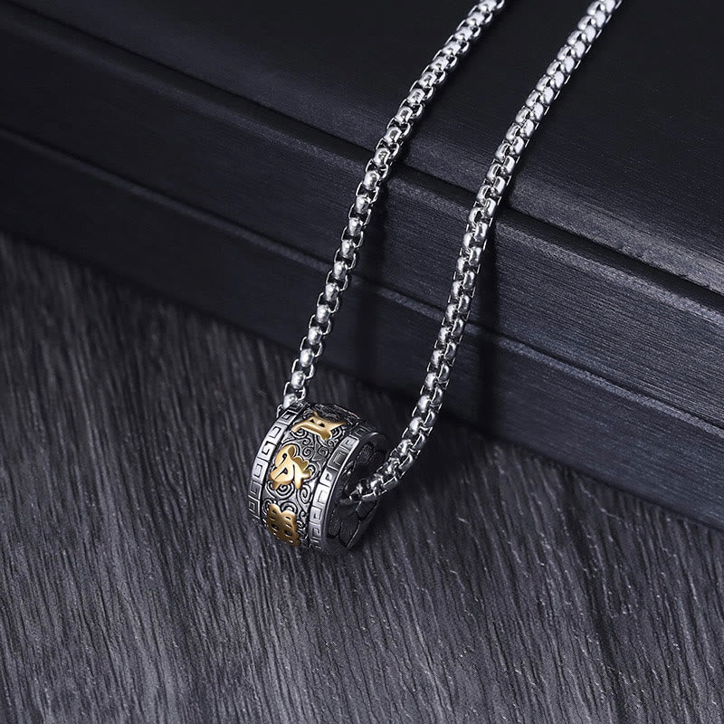 Collier Om Mani Padme Hum en acier titane pour la paix et la méditation