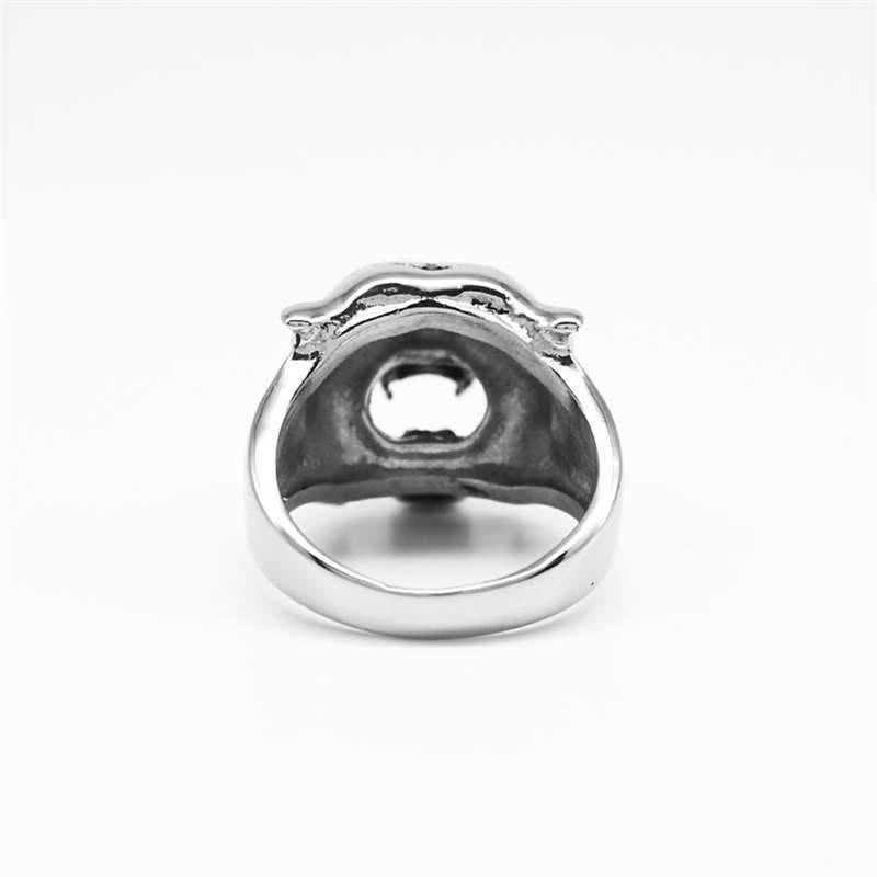 Bague tête de tigre en acier titane pour l'équilibre et l'énergie calme