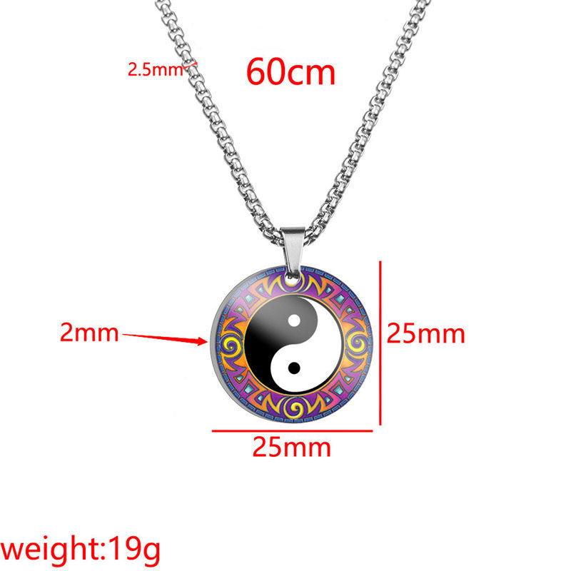 Collier d'harmonie poisson koï Yin Yang en acier titane