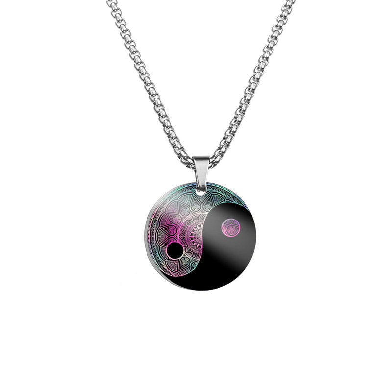 Collier d'harmonie poisson koï Yin Yang en acier titane