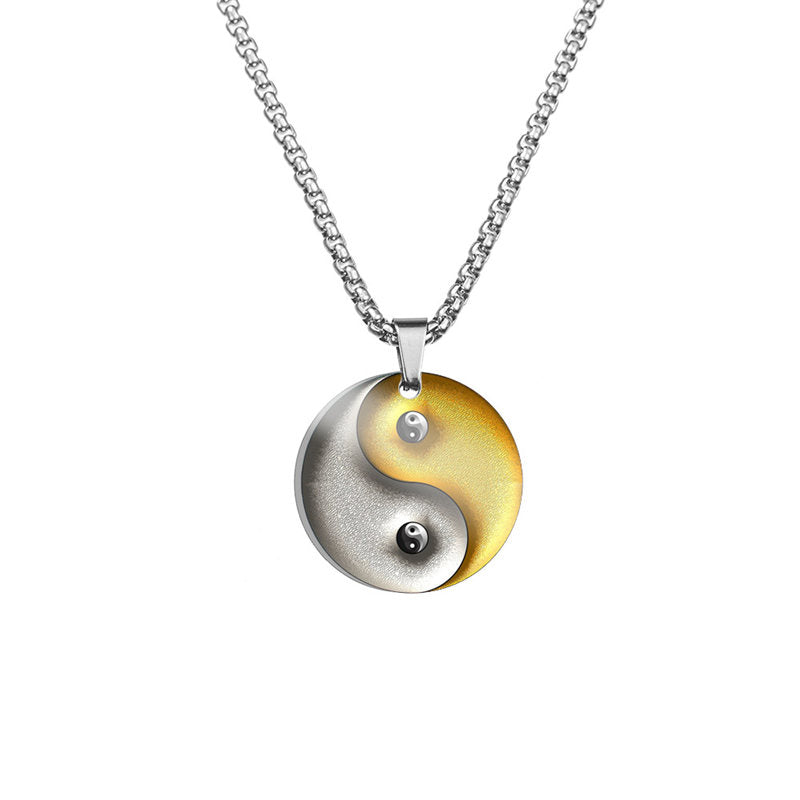 Collier d'harmonie poisson koï Yin Yang en acier titane