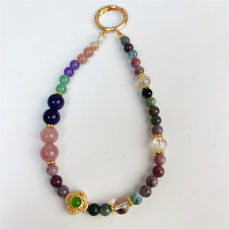 Breloque à suspendre pour voiture en tourmaline, améthyste, quartz fraise