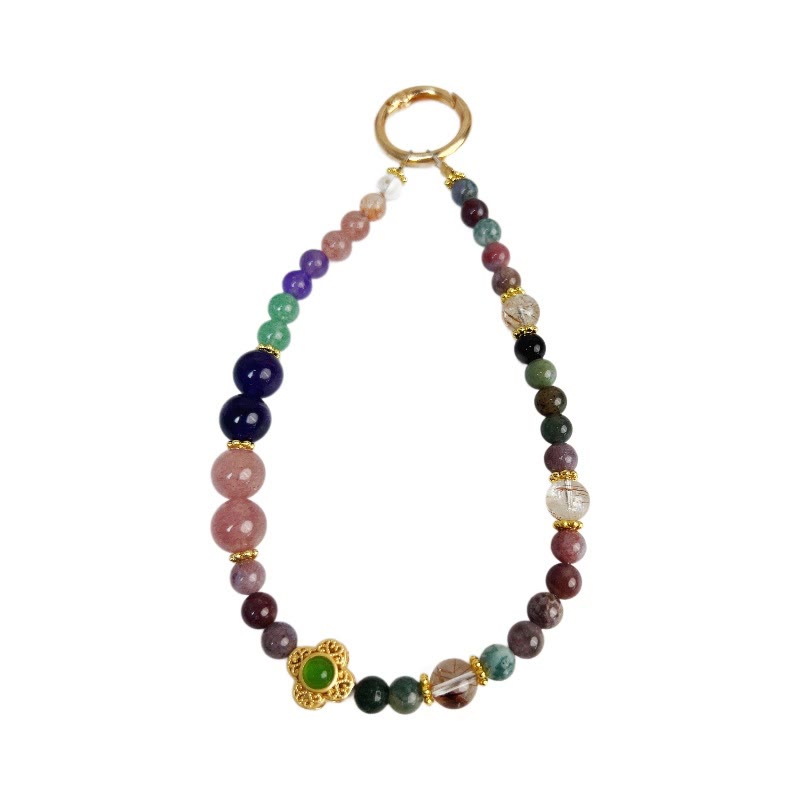 Breloque à suspendre pour voiture en tourmaline, améthyste, quartz fraise