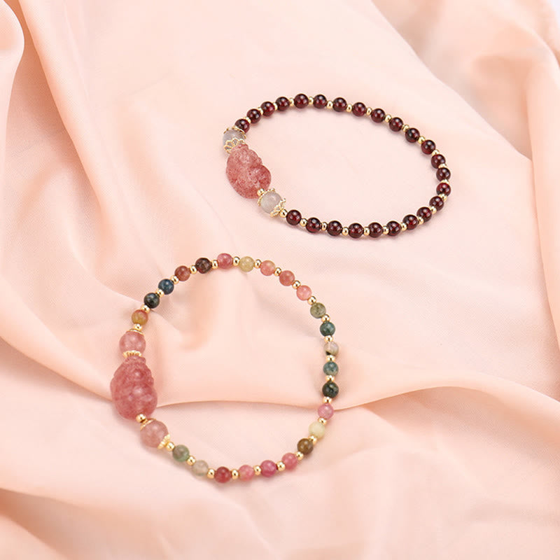 Bracelet de protection Pixiu en tourmaline grenat 14-15 cm