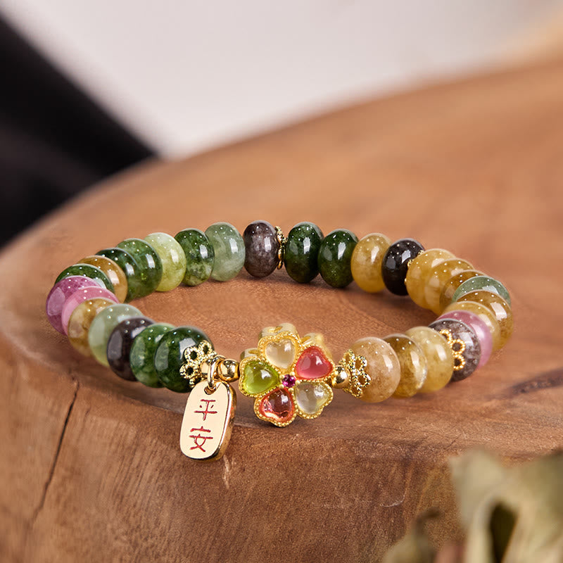 Bracelet Tourmaline Jade Safe and Well Love 14-16 cm Unisexe