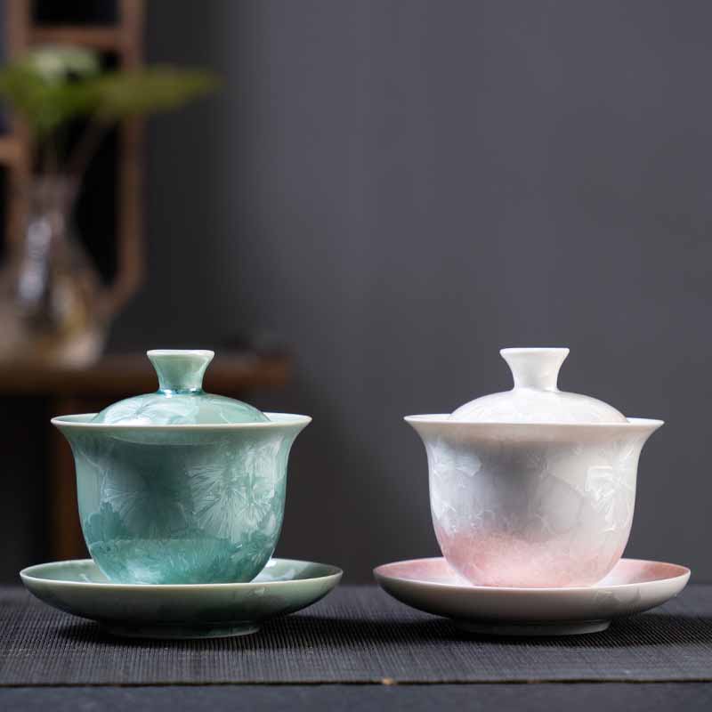 Tasse à thé traditionnelle en céramique Sancai Gaiwan 180 ml pour la méditation