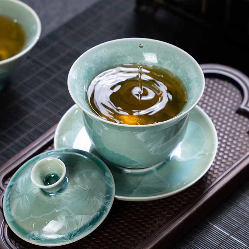 Tasse à thé traditionnelle en céramique Sancai Gaiwan 180 ml pour la méditation