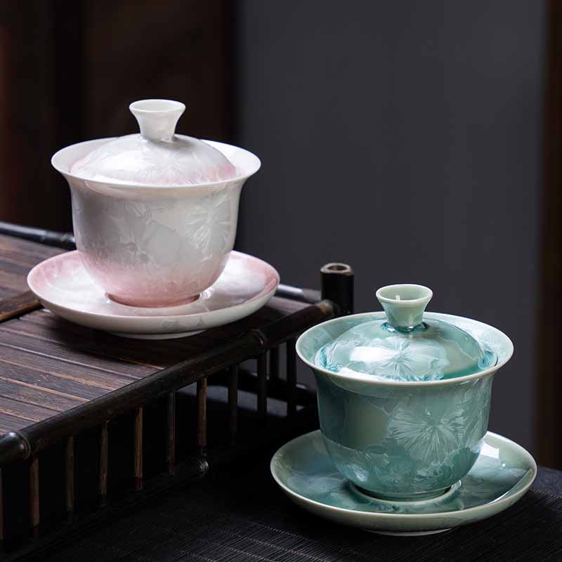 Tasse à thé traditionnelle en céramique Sancai Gaiwan 180 ml pour la méditation