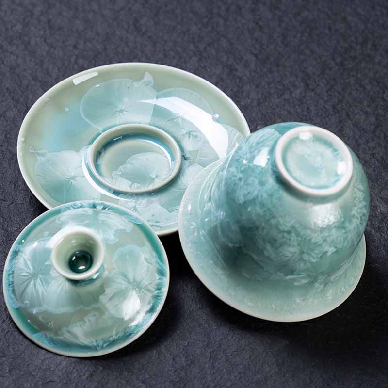 Tasse à thé traditionnelle en céramique Sancai Gaiwan 180 ml pour la méditation