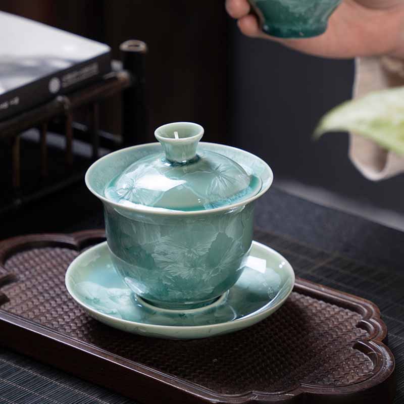 Tasse à thé traditionnelle en céramique Sancai Gaiwan 180 ml pour la méditation