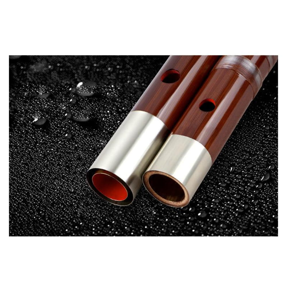 Two bamboo flutes with metal ferrules from the Traditional Handmade Bamboo Dizi Flute
