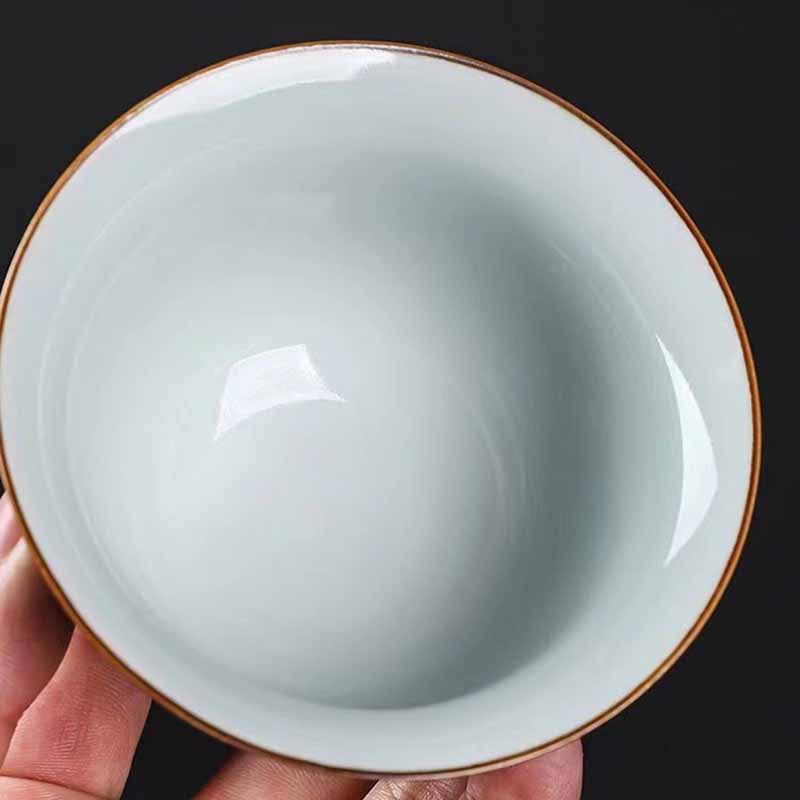 Tasse à thé traditionnelle Gaiwan en céramique verte motif pin | 150 ml | Décor zen