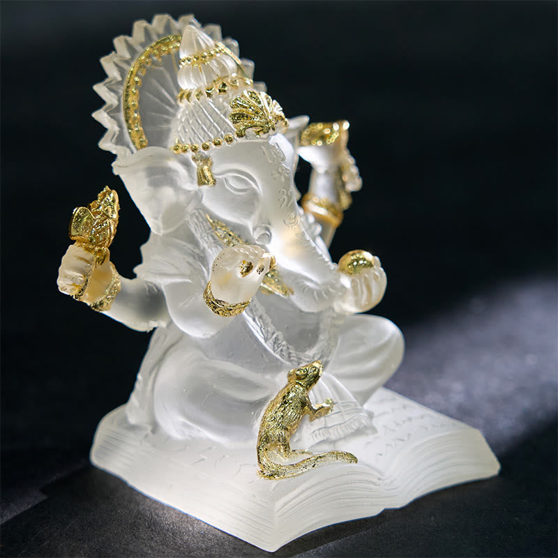 Statue de Ganesh en résine blanche transparente 6 x 6 x 9 cm pour la protection de la maison