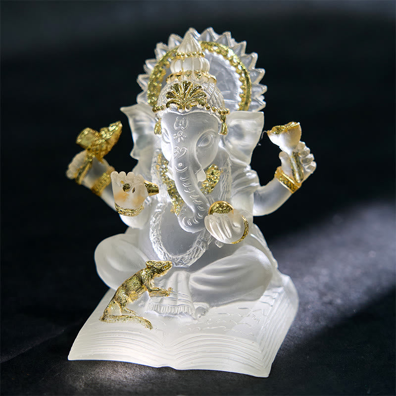 Statue de Ganesh en résine blanche transparente 6 x 6 x 9 cm pour la protection de la maison