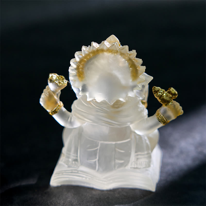 Statue de Ganesh en résine blanche transparente 6 x 6 x 9 cm pour la protection de la maison