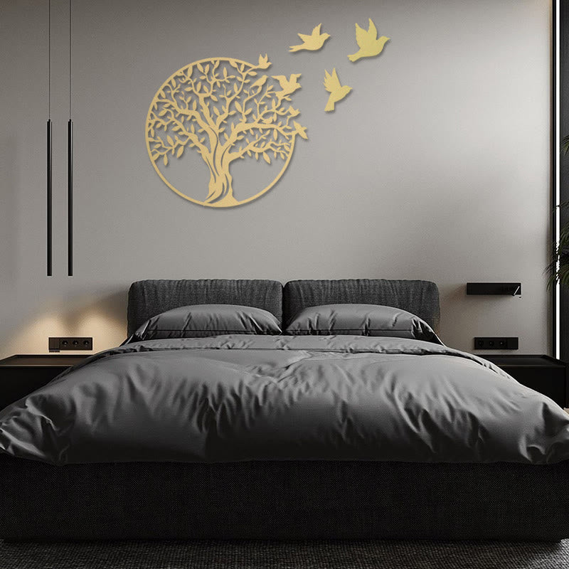 Décoration murale en métal « Arbre de vie » avec oiseaux | Décoration mandala Unity