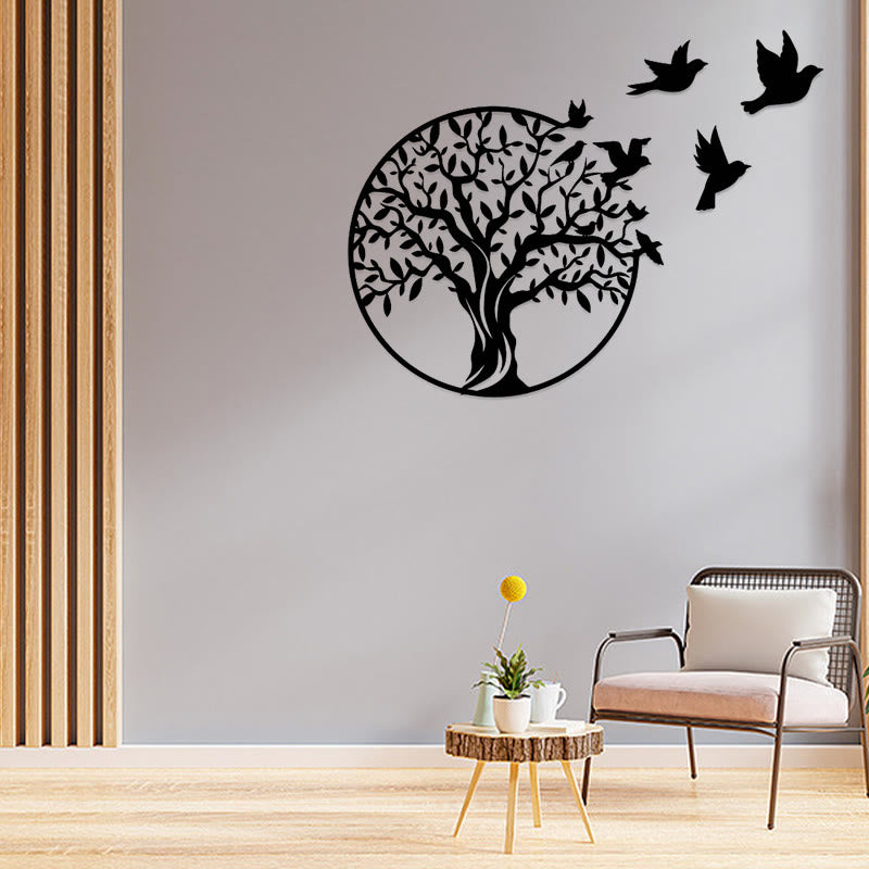 Décoration murale en métal « Arbre de vie » avec oiseaux | Décoration mandala Unity