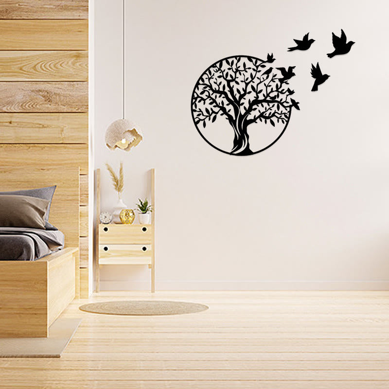 Décoration murale en métal « Arbre de vie » avec oiseaux | Décoration mandala Unity