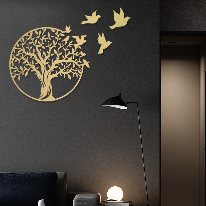 Décoration murale en métal « Arbre de vie » avec oiseaux | Décoration mandala Unity