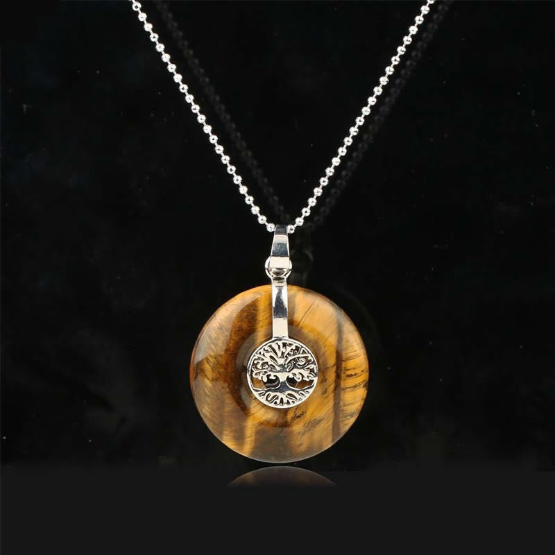 Collier Arbre de Vie avec Quartz Rose et Cristaux pour la Bonté