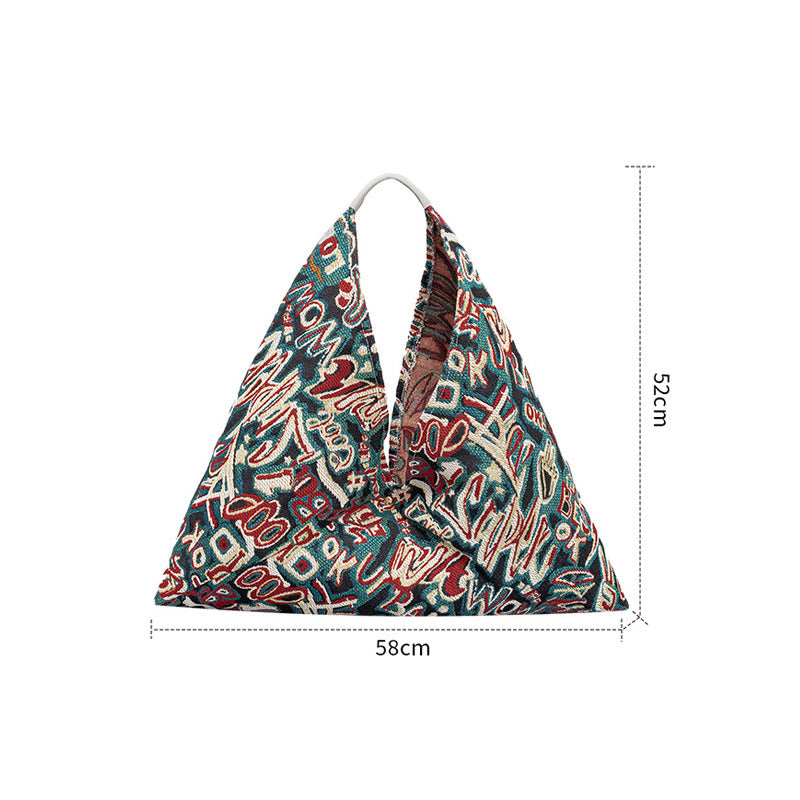 Sac bandoulière triangulaire en coton imprimé fleurs et papillons