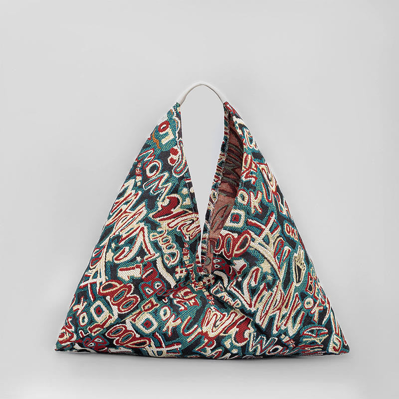Sac bandoulière triangulaire en coton imprimé fleurs et papillons