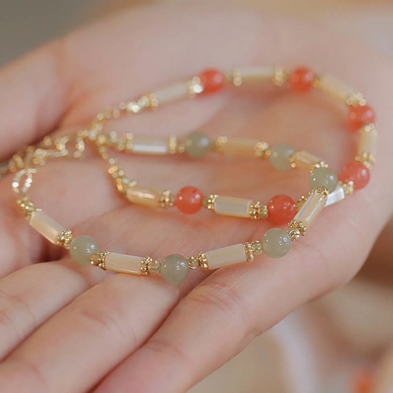 Bracelet de bénédiction en pierre de Tridacna et jade Hetian 6 mm