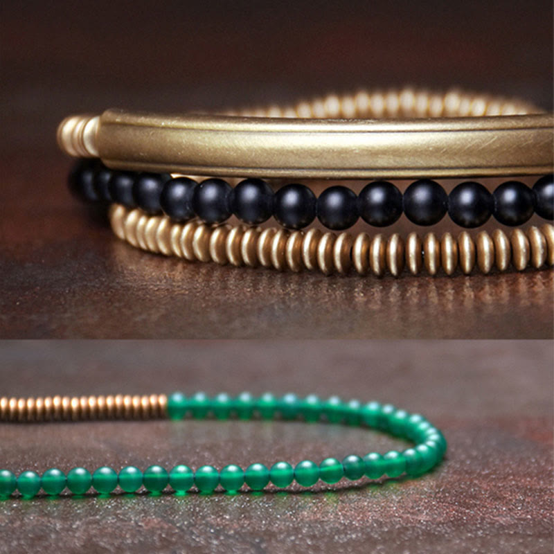 Bracelet de protection en cuivre à triple tour en pierre d'agate