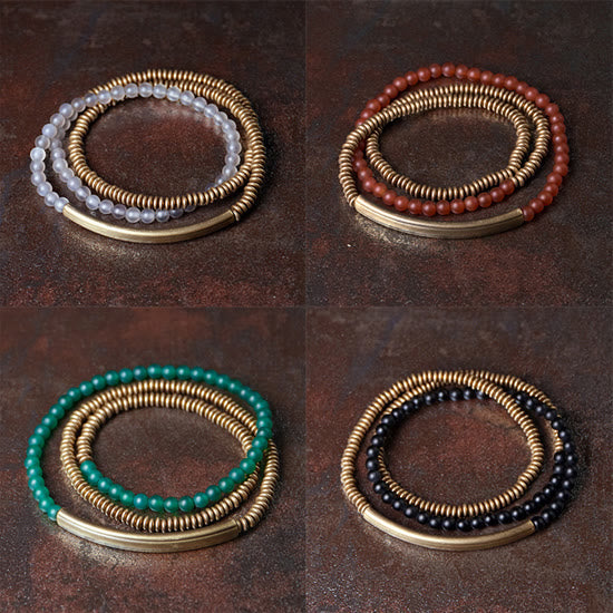 Bracelet de protection en cuivre à triple tour en pierre d'agate