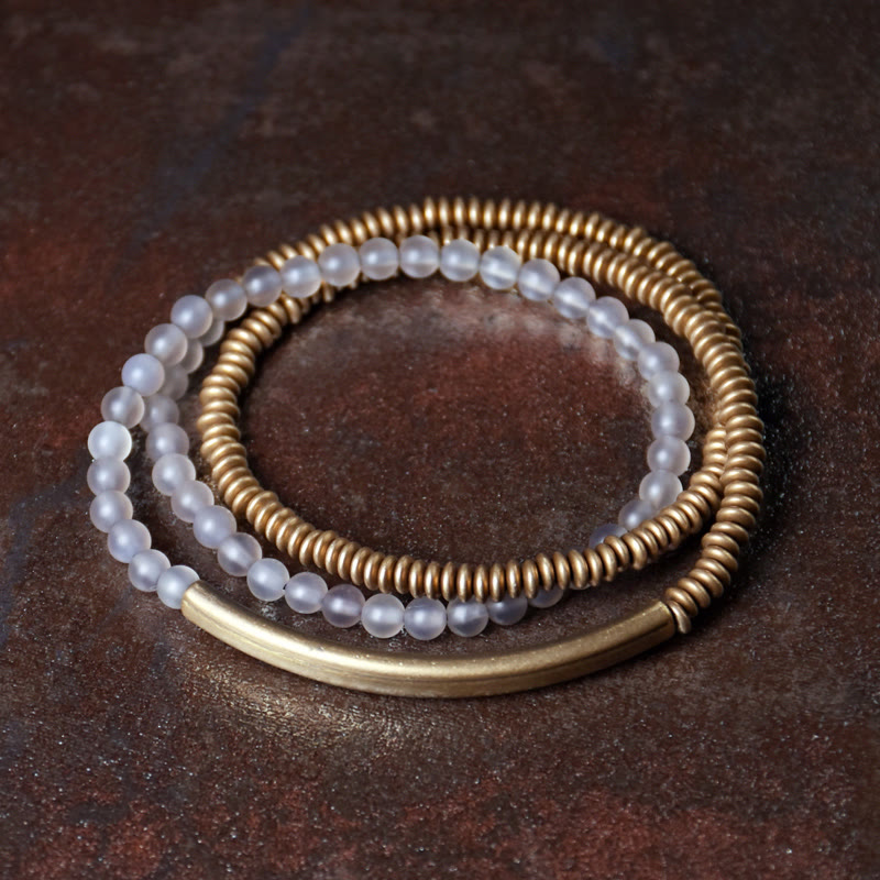Bracelet triple tour en agate protectrice | Cuivre et pierres diverses
