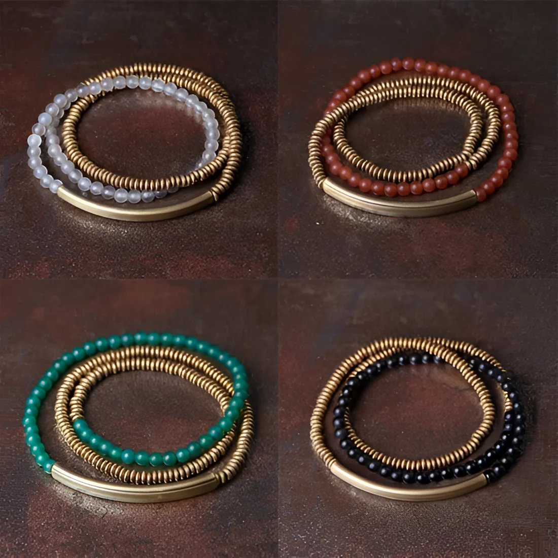 Bracelet triple tour en agate protectrice | Cuivre et pierres diverses