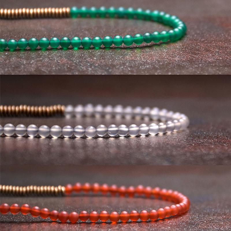 Bracelet triple tour en agate protectrice | Cuivre et pierres diverses
