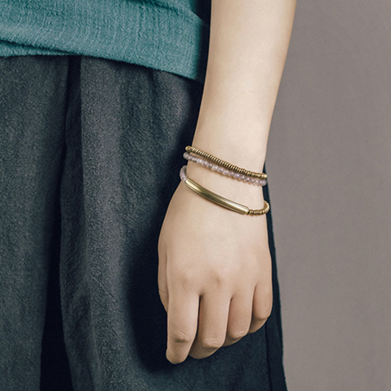 Bracelet triple tour en agate protectrice | Cuivre et pierres diverses
