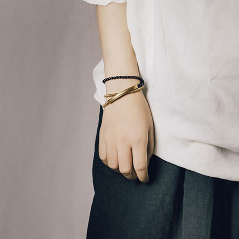 Bracelet triple tour en agate protectrice | Cuivre et pierres diverses
