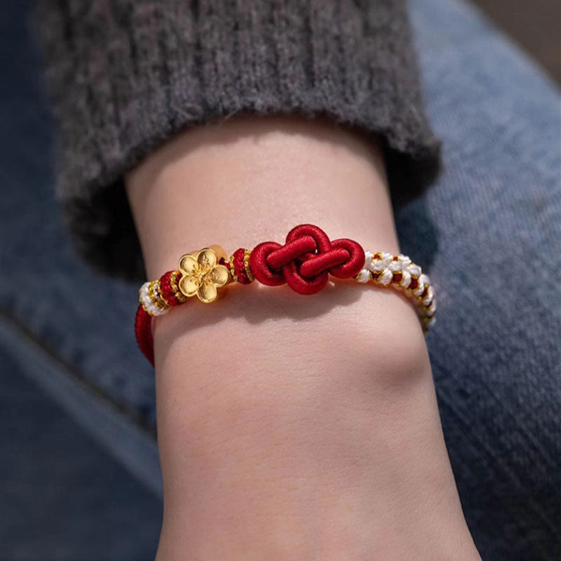 Bracelet en fil rouge avec nœud d'amour véritable pour la protection et la chance