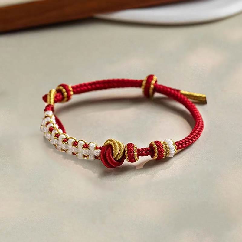 Bracelet en fil rouge avec nœud d'amour véritable pour la protection et la chance
