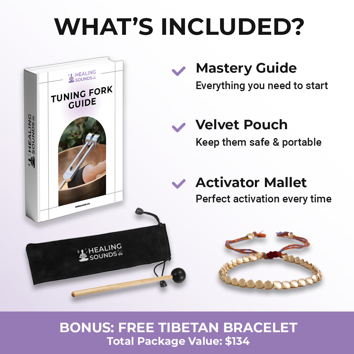 20pc Solfeggio & Planetary Tuning Fork Set for Astrology & Healing - What's Included