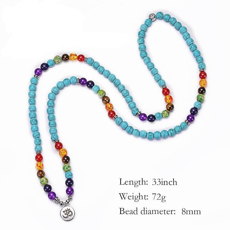 Ensemble de 108 perles de collier mala turquoise 7 chakras