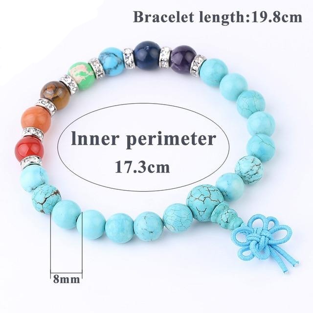 Bracelet de guérison des chakras en turquoise pour l'équilibre