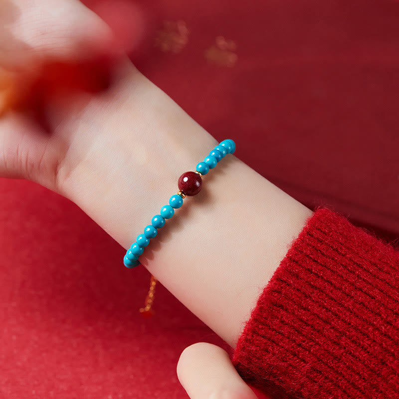 Bracelet de guérison en turquoise et cinabre pour femme